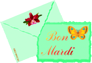 Gif animé Bon mardi carte verte papillon